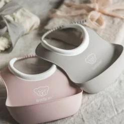 BabyBjörn Duo Slabbetje - Grijs / Pastelroze