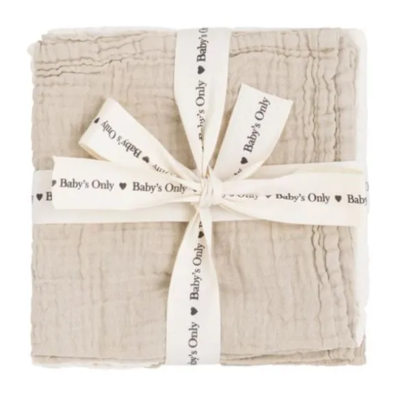 Baby's Only Tender Monddoekje - 3-Pack - 30x30cm - Beige / Linen