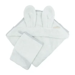 Bamboom New Born Badcape Met Oren + Washand - Sky Grey