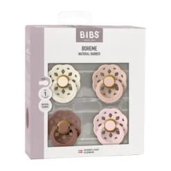BiBs Boheme Fopspeen - Rond - 4 Stuks - 0-6 Mnd - Ivory/Blush/Blossom/Dusky Lilac