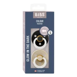 BiBs Glow In The Dark Fopspeen - Rond - 2 Stuks - 0-6 Mnd - Sage/Cloud