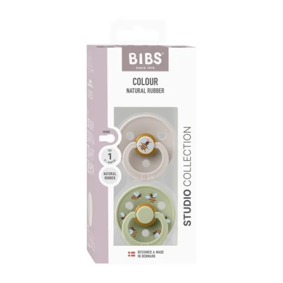 BiBs Studio Colour Fopspeen - Rond - 2 Stuks - 0-6 Mnd - Ladybug Violet Sky Mix