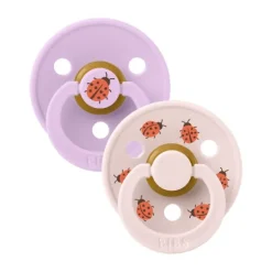 BiBs Studio Colour Fopspeen - Rond - 2 Stuks - 0-6 Mnd - Ladybug Violet Sky Mix