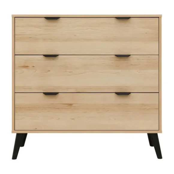 Bopita Fay Commode - 3 Laden - Naturel/Mat Zwart