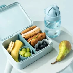 Done By Deer Lunch Box W/Divider Tiny Farm Blue