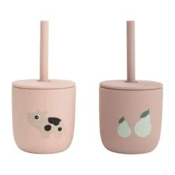 Done By Deer Tiny Farm Siliconen Rietjesbeker - 2 Stuks - Blue