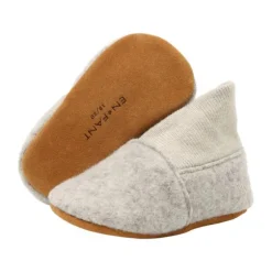 En Fant Wool Slippers Rib - Sand Melange - Maat 19/20
