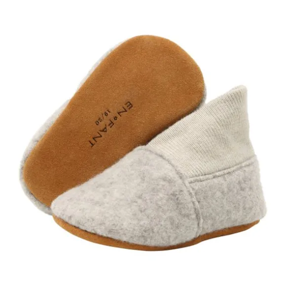 En Fant Wool Slippers Rib - Sand Melange - Maat 19/20
