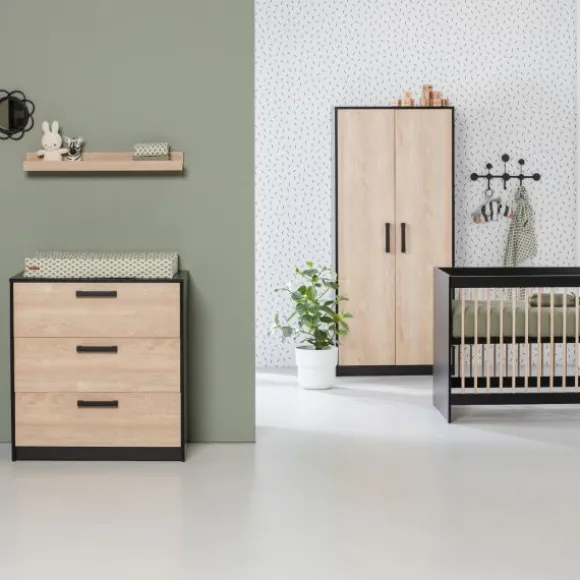 Europe Baby Nova Kledingkast 2-Deurs Zwart Eiken