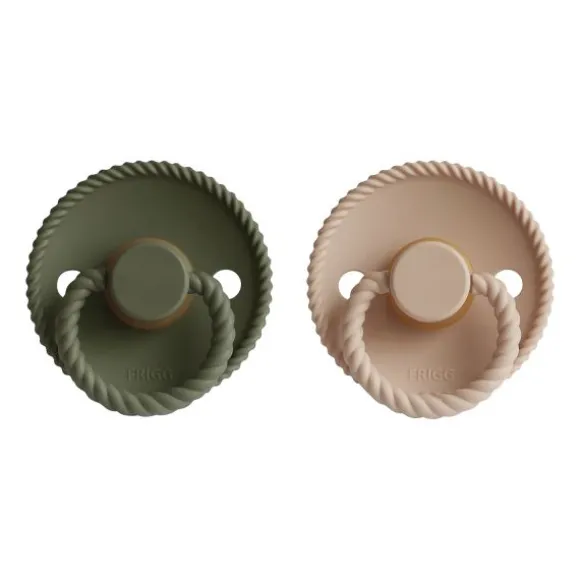 FRIGG Rope Fopspeen Croissant / Olive 0-6 Mnd 2 Stuks
