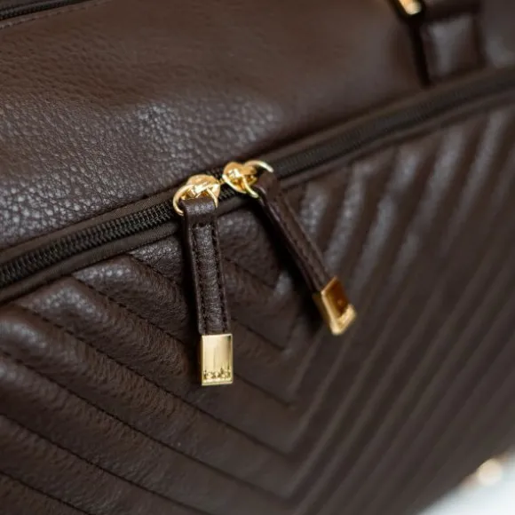 Isoki Double Zip Luiertas - Diagonal Quilted Chocolate