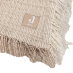 Jollein Deken Ledikant - 120 x 120 cm - Fringe Stripe Biscuit/Ivory GOTS