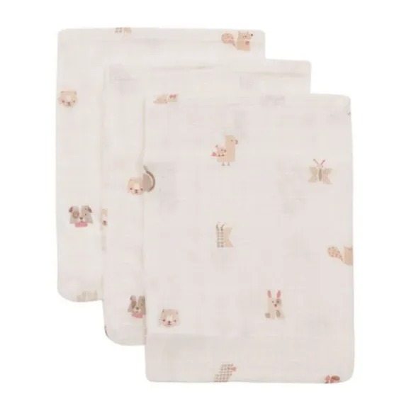 Jollein Hydrofiel Washandje - Animal Friends - 15x20 cm - 3 Stuks