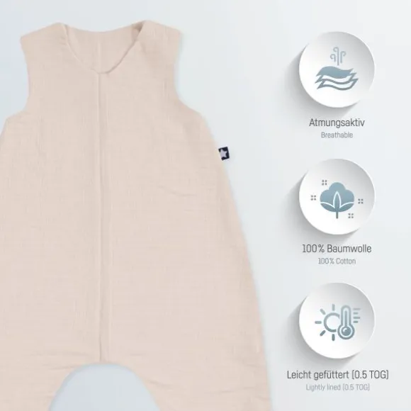 Julius Zöllner Muslin Jumper Slaapoverall - Sand - Maat 80
