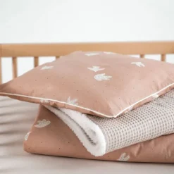 Julius Zöllner Organic Dekbedovertrek Set Birdy – Roze – 80/80 + 35/40 cm