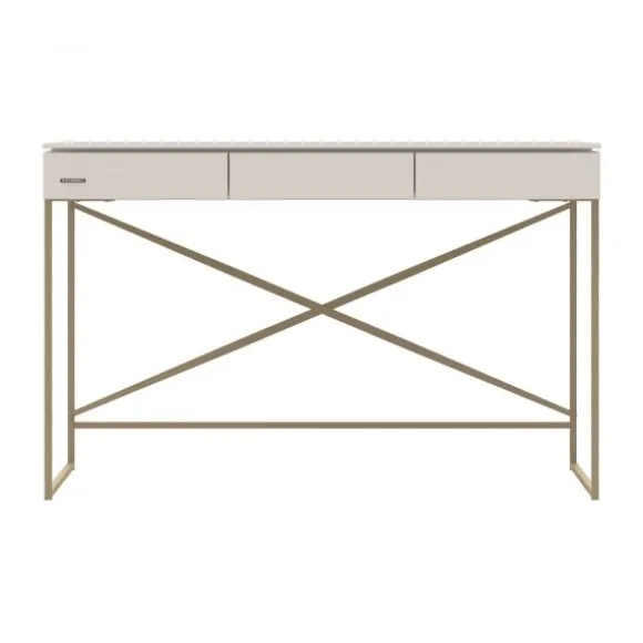 Kidsmill Intense II Kinderkamer Oatmeal / Patinated Brass | Bed 90 x 200 cm + Bureau + Kast 3-Deurs