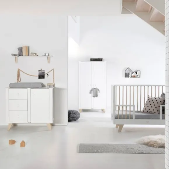 Kidsmill Lars Babykamer Wit / Naturel | Commode + Kast