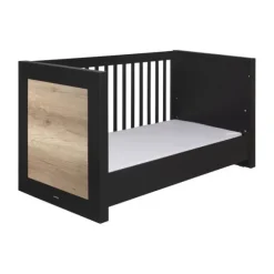 Kidsmill Long Island Babybed Zwart / Oldwood 70 x 140 cm
