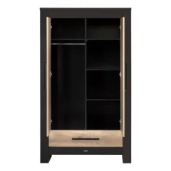 Kidsmill Long Island Kledingkast 2-Deurs Zwart / Oldwood