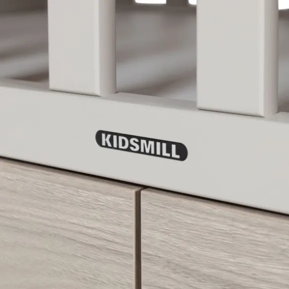 Kidsmill Newport Ledikant 60 x 120 cm - Incl. Zwarte Grepen - Oatmeal / Eiken