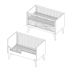 Kidsmill Sixties Babybed Wit Mat / Walnoot 70 x 140 cm