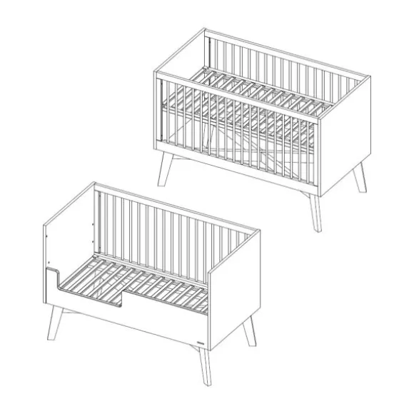 Kidsmill Sixties Babybed Wit Mat / Naturel 70 x 140 cm