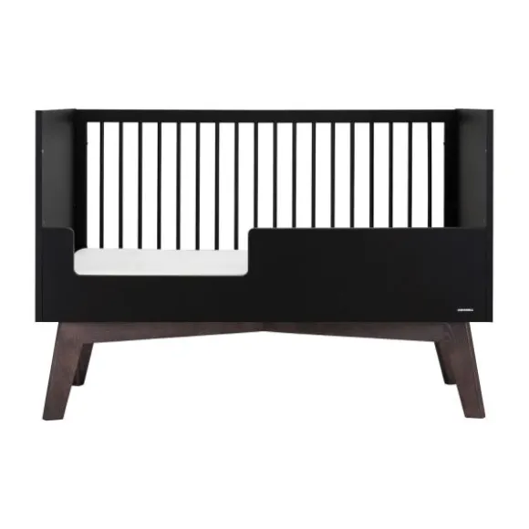 Kidsmill Sixties Babybed Zwart Mat / Walnoot 70 x 140 cm