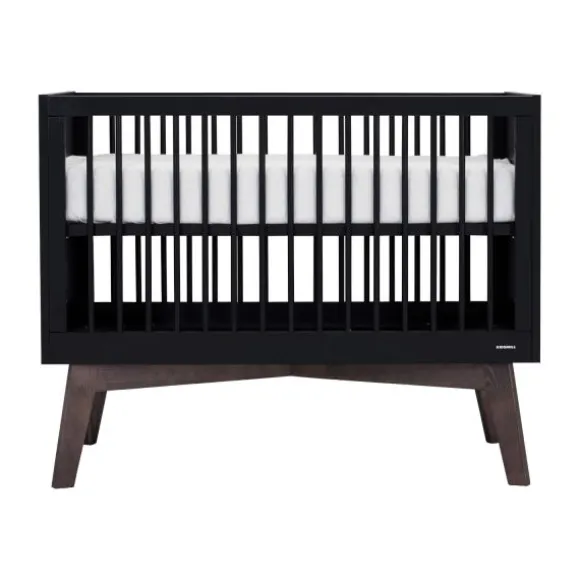Kidsmill Sixties Babybed Zwart Mat / Walnoot 60 x 120 cm