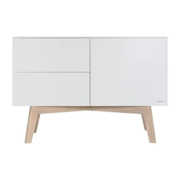 Kidsmill Sixties Babykamer Wit Mat / Naturel | Bed 60 x 120 cm + Commode + Kast 2-Deurs