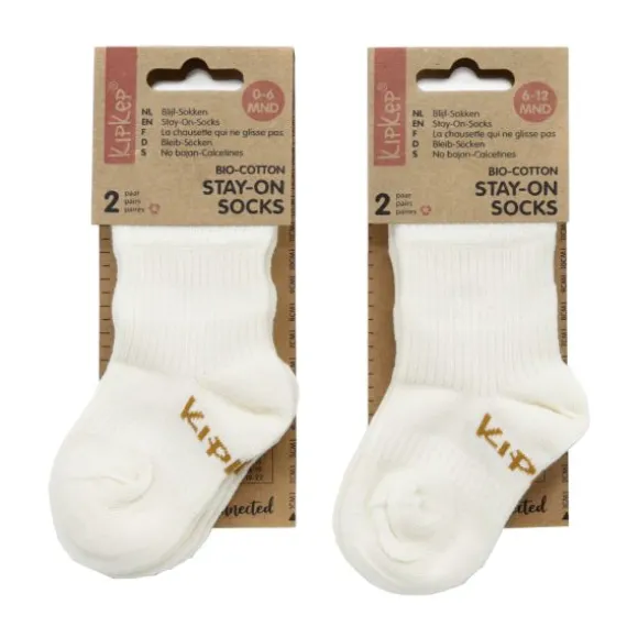 KipKep Blijf-Sokken - 0-6 Mnd - 2-Pack - OffWhite
