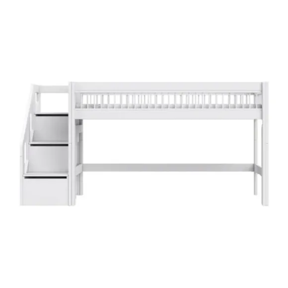LIFETIME Breeze Halfhoogslaper Met Trapkast - Wit
