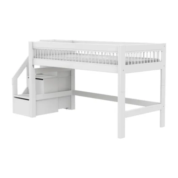 LIFETIME Breeze Halfhoogslaper Met Trapkast - Wit