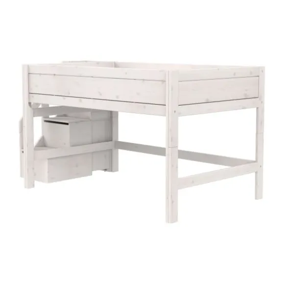 Life Time Halfhoogslaper Premium - White Wash - 120 cm - Met Trapkast