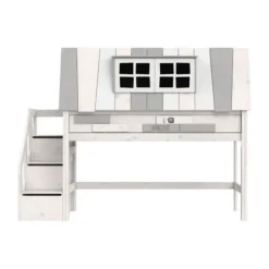 LIFETIME Kidsrooms Halfhoogslaper met Trapkast - My Hangout - Whitewash - 90x200 cm