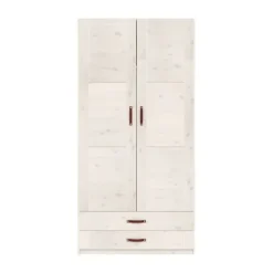LIFETIME Kidsrooms Kledingkast 2-Deurs - 2 Laden - Tussenwand - White Wash