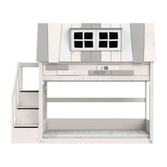 LIFETIME Kidsrooms My Hangout Huisbed Met Trapkast - Premium Rolbodem - White-wash
