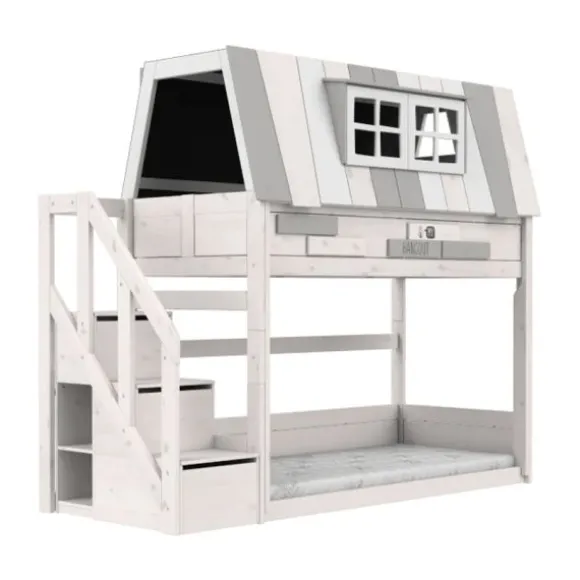 LIFETIME Kidsrooms My Hangout Huisbed Met Trapkast - Premium Rolbodem - White-wash