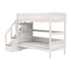 LIFETIME Kidsrooms Original Stapelbed Met Trapkast - Premium Rolbodem - White Wash
