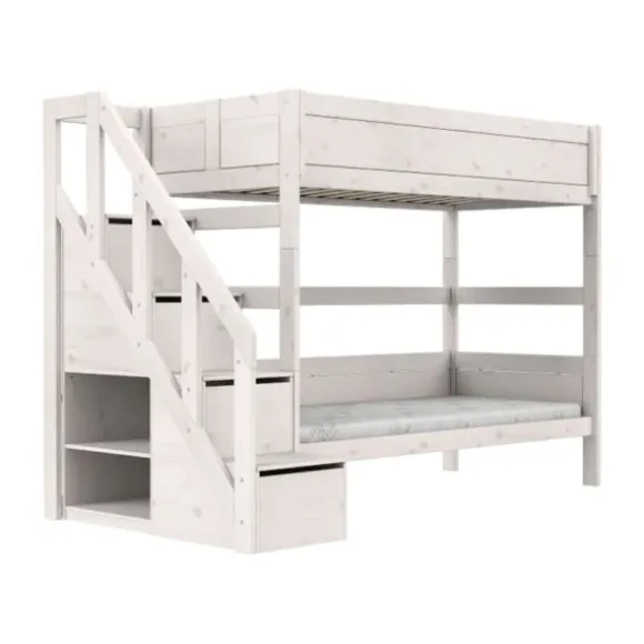 LIFETIME Kidsrooms Original Stapelbed Met Trapkast - Premium Rolbodem - White Wash