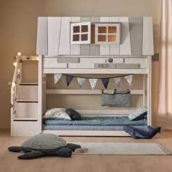 LIFETIME Kidsrooms Stapelbed Met Trapkast - Premium Rolbodem - White Wash