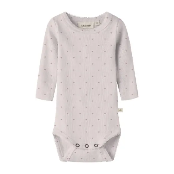 Lil Atelier Heart Romper - Hushed Violet - Mt. 56