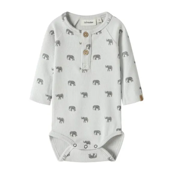 Lil Atelier Romper - Mt. 56 - Glacier Gray Elephant