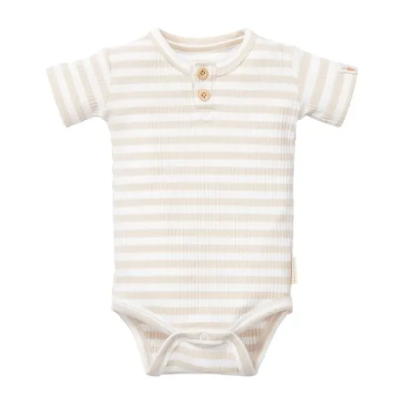 Little Dutch Stripe Romper - Korte Mouw - Mt. 50 - Sand/White