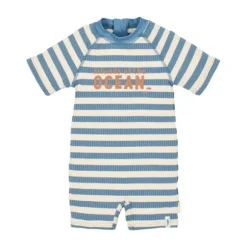 Little Dutch Zwempak Korte Mouwen - Ocean Blue Stripes - 62/68