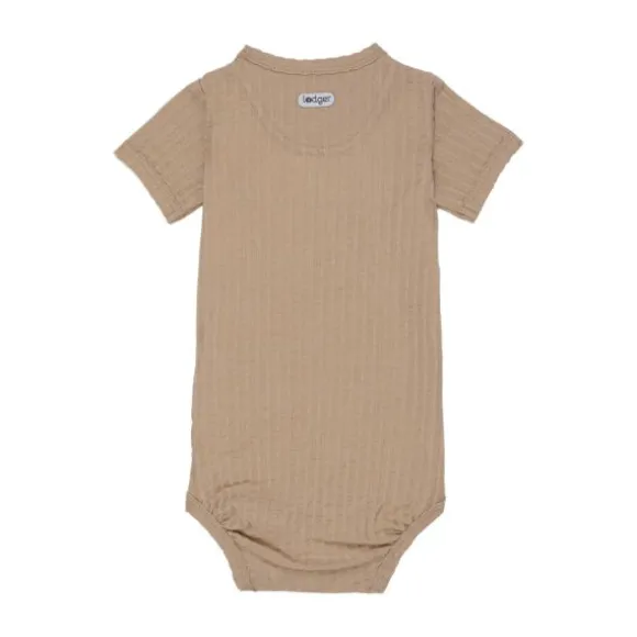 Lodger Seersucker Overslagromper - Korte Mouw - Mt. 62 - Beige