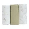 Lässig Swaddle & Burp M Multidoek - GOTS - 3pcs - 60 x 60 cm - Leave Olive / Milky