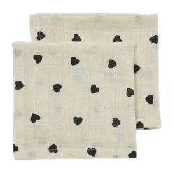 Meyco Baby Gingko Monddoekjes - 2 Stuks - 30 x 30 cm - Pre-Washed Hydrofiel - Offwhite/Soft Sand