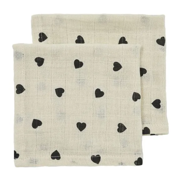 Meyco Baby Gingko Monddoekjes - 2 Stuks - 30 x 30 cm - Pre-Washed Hydrofiel - Offwhite/Soft Sand