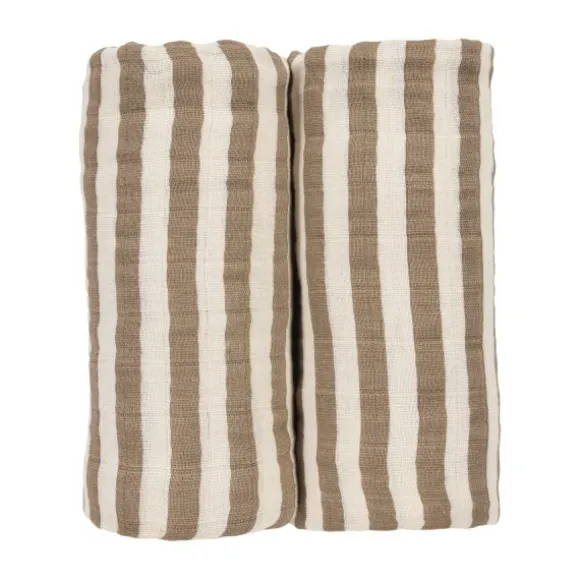 Meyco Baby Sweet Heart Hydrofiele Doeken - 2-Pack - 70x70 cm - Soft Sand/Black