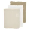 Meyco Baby Uni Washandjes - 3 Stuks - Pre-Washed Hydrofiel - Naturel/Soft Olive/Olive Green